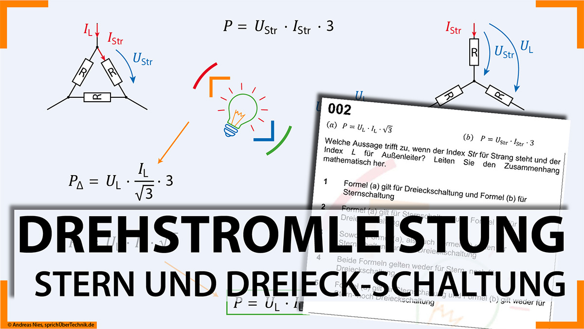 Drehstrom Leistung berechnen mit Faktor Wurzel 3 sprichüberTechnik.de