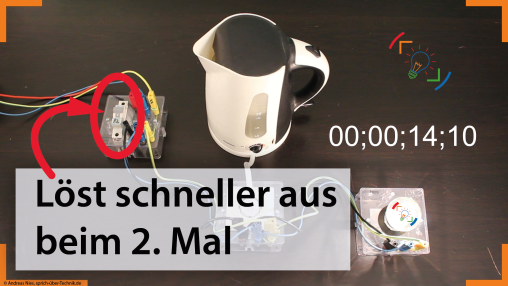 Titelbild des Videos mit dem Versuch zur thermischen Auslösung (beim 2. Mal schneller)