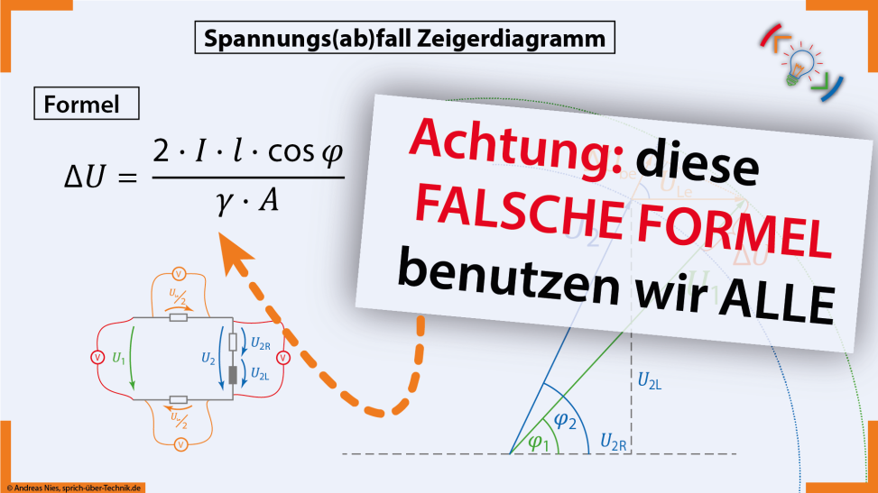 Titelbild des Lehrvideos "Falsche Formel zum Spannungsfall"